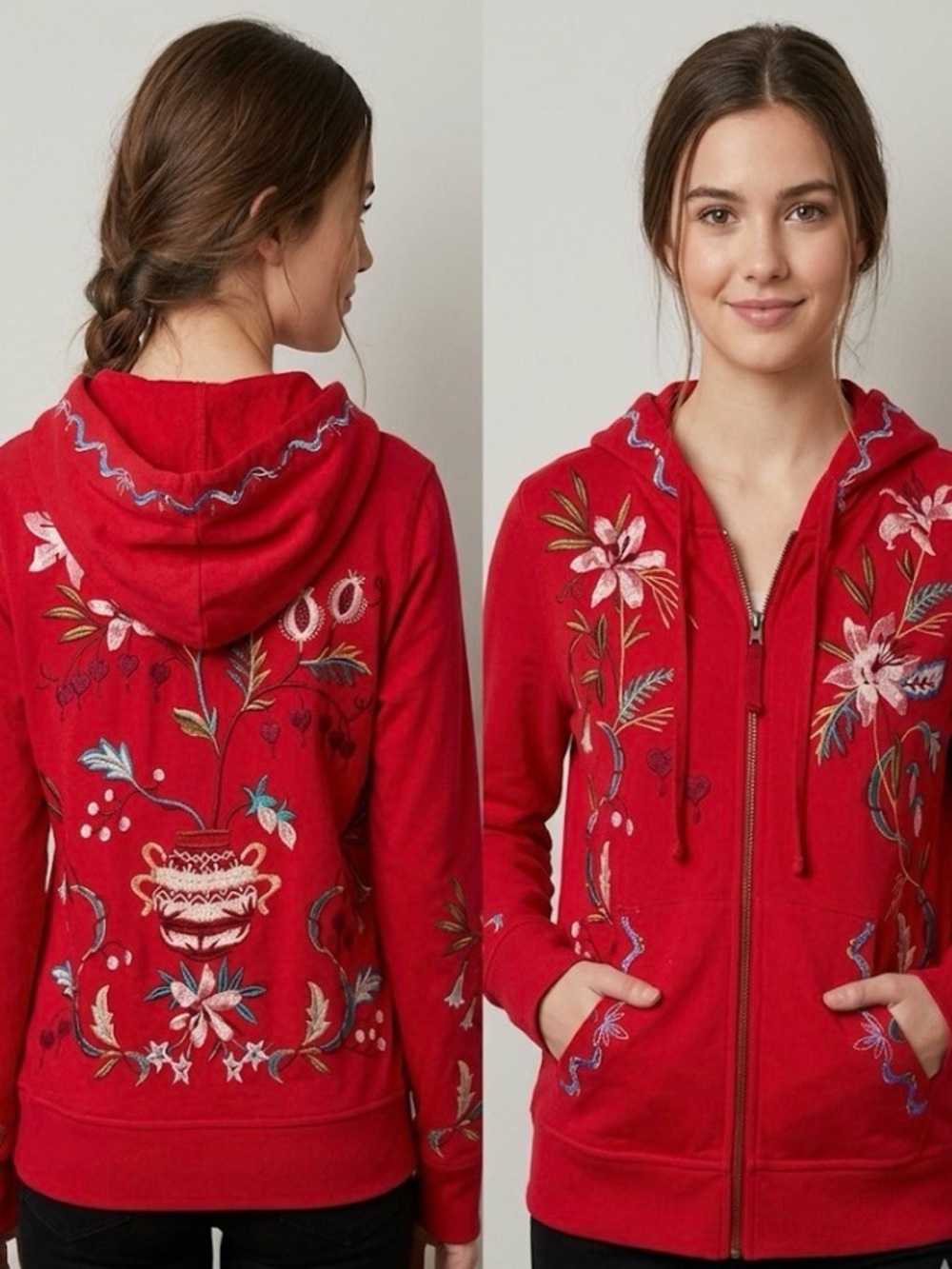 Johnny Was Amarylla zip up hoodie size Med